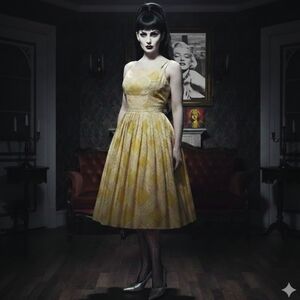 Vintage 50s Silk Criss Cross Pattern Sundress XS AS IS